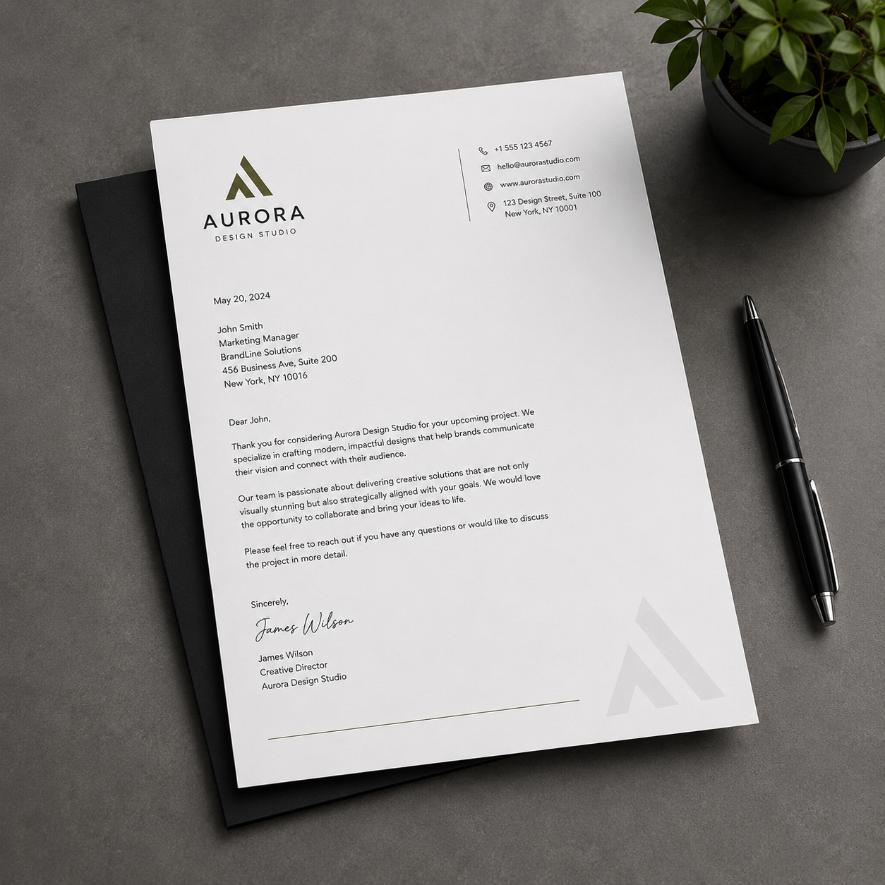 Professionally printed branded company letterheads on 100gsm premium paper for corporate correspondence